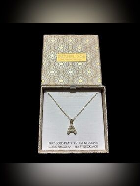 925 Sterling Silver 14k Gold Plated “A” Initial Pendant Necklace